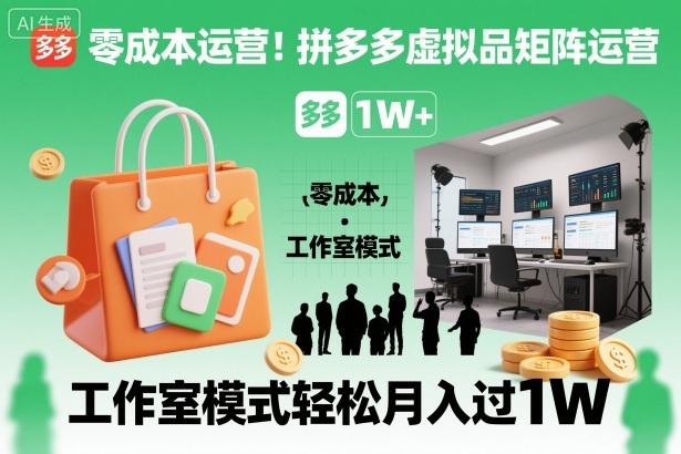 零成本运营！拼多多虚拟品矩阵运营，工作室模式轻松月入过1W 图1