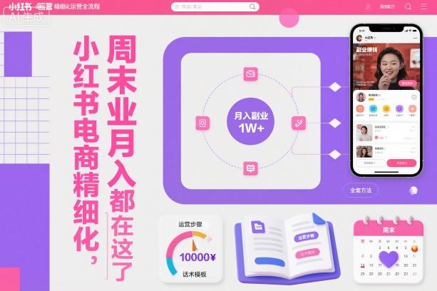 小红书电商精细化运营全流程，周末副业月入1W+，全套方法都在这了 图1