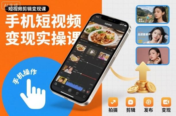 手机短视频变现实操课，短视频剪辑变现课 图1