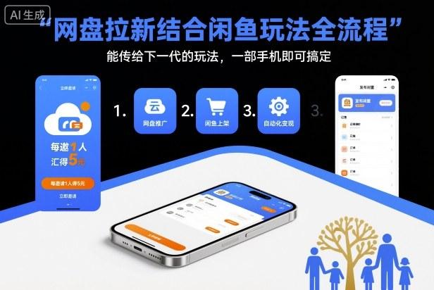 网盘拉新结合闲鱼玩法全流程，能传给下一代的玩法，一部手机即可搞定（附入口渠道以及实操教程） 图1