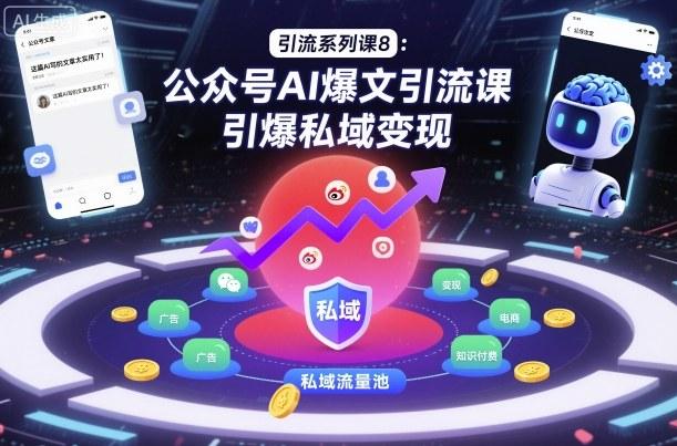引流系列课8：公众号AI爆文引流课，引爆私域变现 图1
