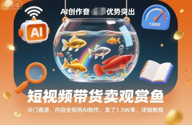 短视频带货卖观赏鱼，冷门赛道，内容全部用AI制作，卖了1.5W单，详细教程 图1