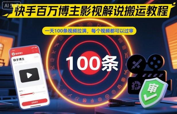 快手百万博主影视解说搬运教程，一天100条视频拉满，每个视频都可以过审 图1