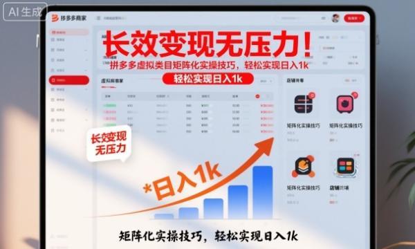 长效变现无压力！拼多多虚拟类目矩阵化实操技巧，轻松实现日入1k【揭秘】 图1