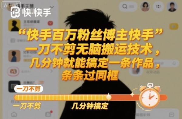快手百万粉丝博主快手一刀不剪无脑搬运技术，几分钟就能搞定一条作品，条条过同框 图1