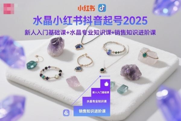 水晶小红书抖音起号2025，新人入门基础课+水晶专业知识课+销售知识进阶课 图1