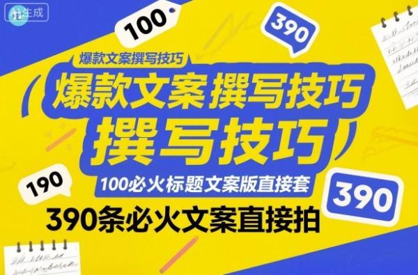 爆款文案撰写技巧，100个必火标题文案模版直接套，390条必火文案直接拍 图1