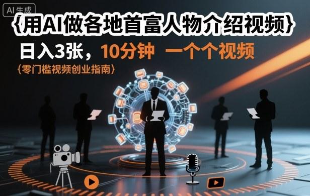 用AI做各地首富人物介绍视频，日入3张，10分钟一个视频 图1