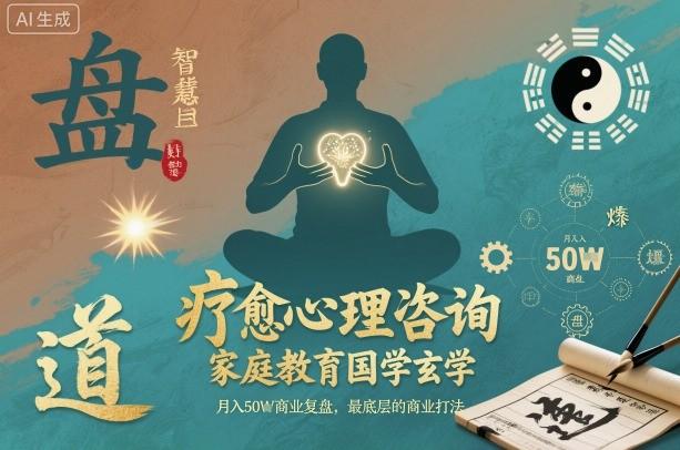 疗愈心理咨询，家庭教育国学玄学，月入50个商业复盘，最底层的商业打法 图1