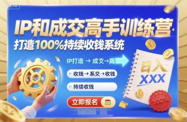 带你成为IP和成交高手的训练营，打造100%持续收钱系统 图1