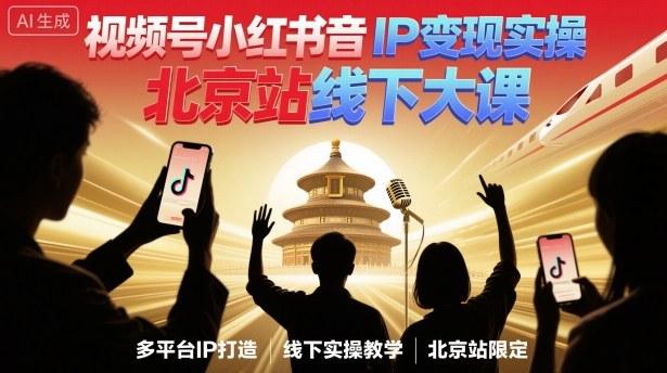 视频号小红书抖音IP变现实操北京站线下大课，40+行业短视频高变现姿势，100+IP高变现实操技术 图1