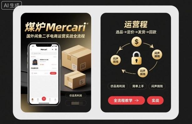 煤炉Mercari国外闲鱼二手电商运营实战全流程，仿品高利润，简单上手，闷声搞钱 图1