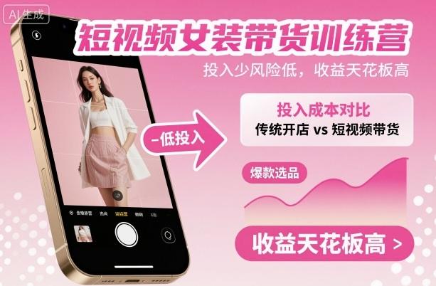 短视频女装带货训练营，投入少风险低，收益天花板高 图1