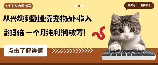 从兴趣到副业靠宠物占卜收入翻3倍一个月纯利润破W 图1