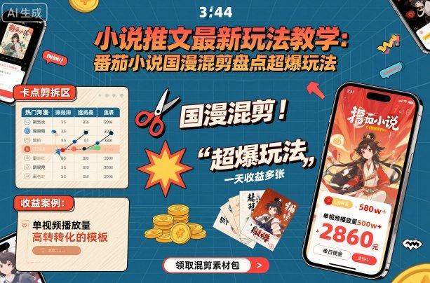 小说推文最新玩法教学，番茄小说国漫混剪盘点超爆玩法，全程干货，一天收益多张 图1