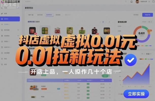 抖店虚拟0.01元拉新玩法，复制做店群，开店上品，一人操作几十个店 图1