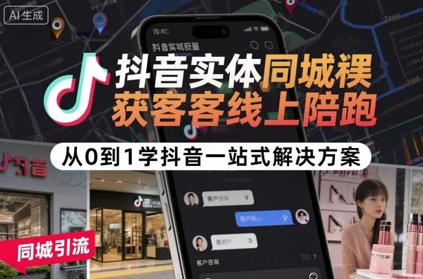 抖音实体同城获客线上陪跑，从0到1学抖音一站式解决方案 图1