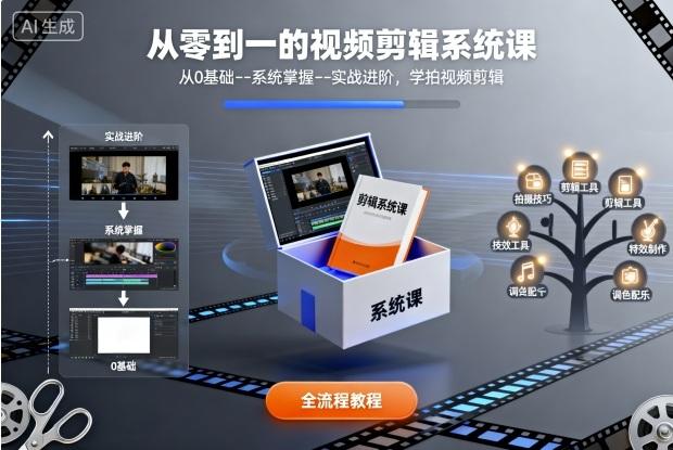 从零到一的视频剪辑系统课，从0基础–系统掌握–实战进阶，学拍视频剪辑 图1