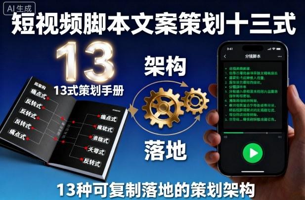 短视频脚本文案策划十三式，13种可复制落地的策划架构 图1