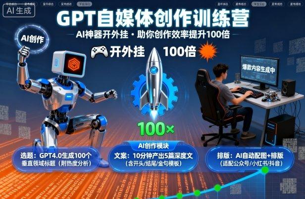 GPT自媒体创作训练营：AI神器开外挂，助你创作效率提升100倍 图1