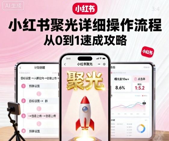 小红书聚光详细操作流程，小红书聚光从0到1速成攻略 图1