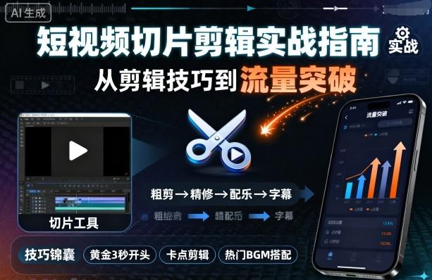 短视频切片剪辑实战指南，从剪辑技巧到流量突破 图1