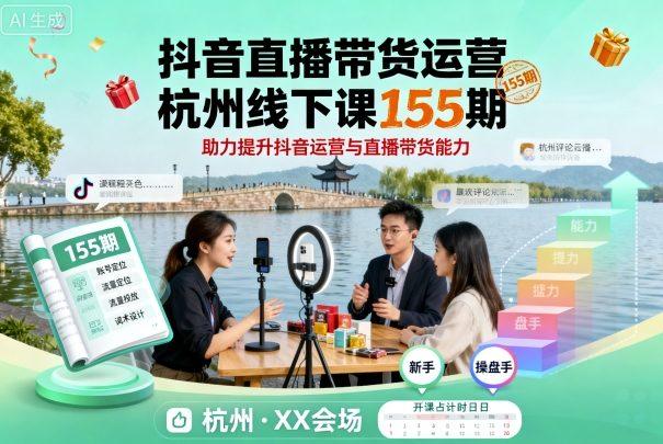 抖音直播带货运营杭州线下课155期，助力提升抖音运营与直播带货能力 图1