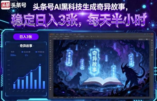头条号AI黑科技生成奇异故事，稳定日入3张，每天半小时 图1
