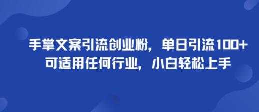 手掌文案引流创业粉，单日引流100+，可适用任何行业，小白轻松上手 图1
