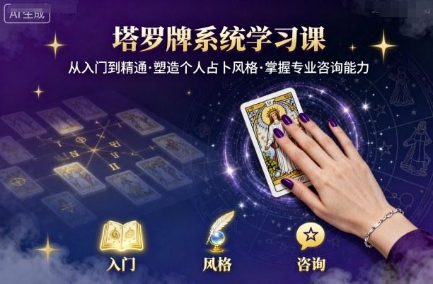 塔罗牌系统学习课，助你从入门到精通，塑造个人占卜风格，掌握专业咨询能力 图1