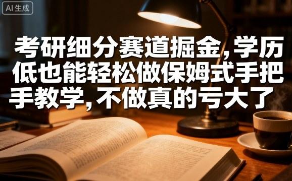 考研细分赛道掘金，日入1k+，学历低也能轻松做保姆式手把手教学，不做真的亏大了【揭秘】 图1
