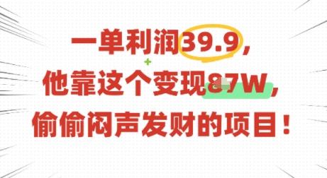 一单利润39.9，有人靠这个变现几十个，偷偷闷声发财的项目 图1