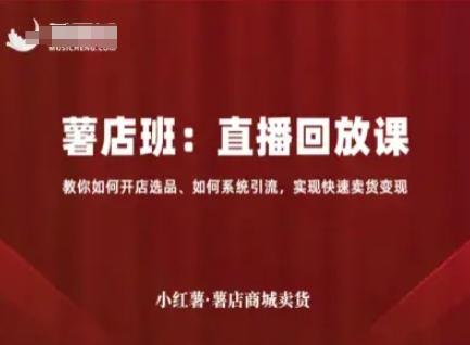 小红薯薯店商城卖货直播回放课，教你如何开店选品、如何系统引流，实现快速卖货变现 图1