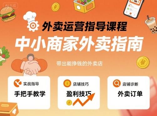 外卖运营指导课程，中小商家外卖指南，手把手带出能挣钱的外卖店 图1
