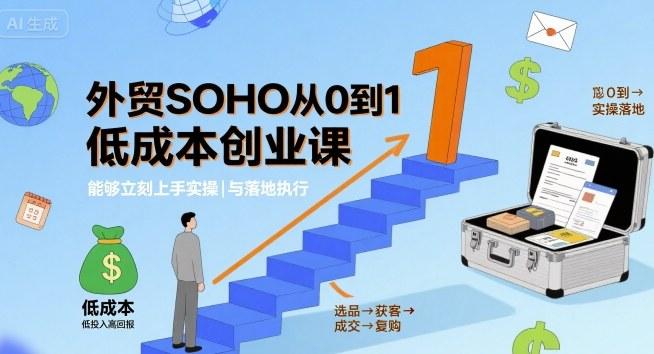外贸SOHO从0到1低成本创业课，能够立刻上手实操与落地执行 图1