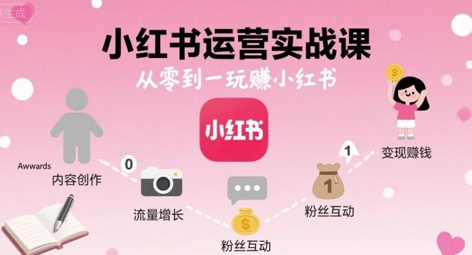小红书运营实战课，从零到一玩賺小红书 图1