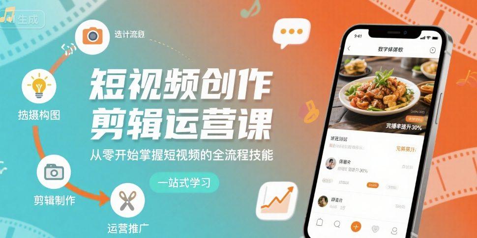 短视频创作剪辑运营课，从零开始掌握短视频的全流程技能 图1