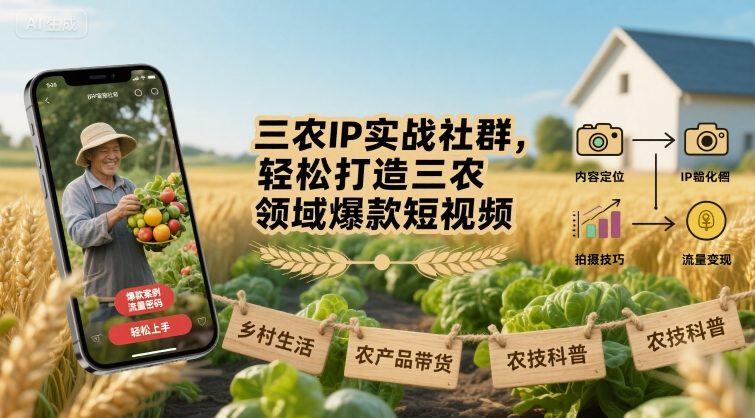 三农IP实战社群，轻松打造三农领域爆款短视频 图1