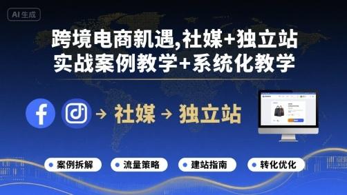 跨境电商新机遇，社媒+独立站，实战案例教学+系统化教学 图1