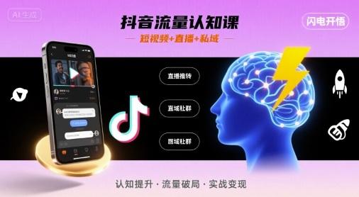 抖音流量认知课，短视频+直播+私域，认知提升，闪电开悟 图1