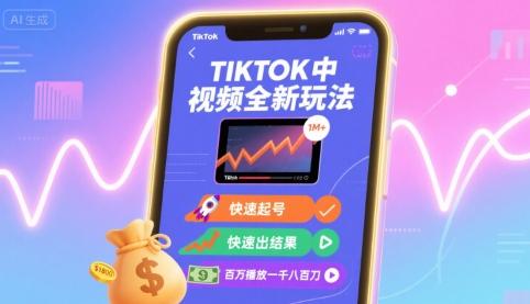 Tiktok中视频全新玩法，快速起号，快速出结果，百万播放一千八百刀 图1
