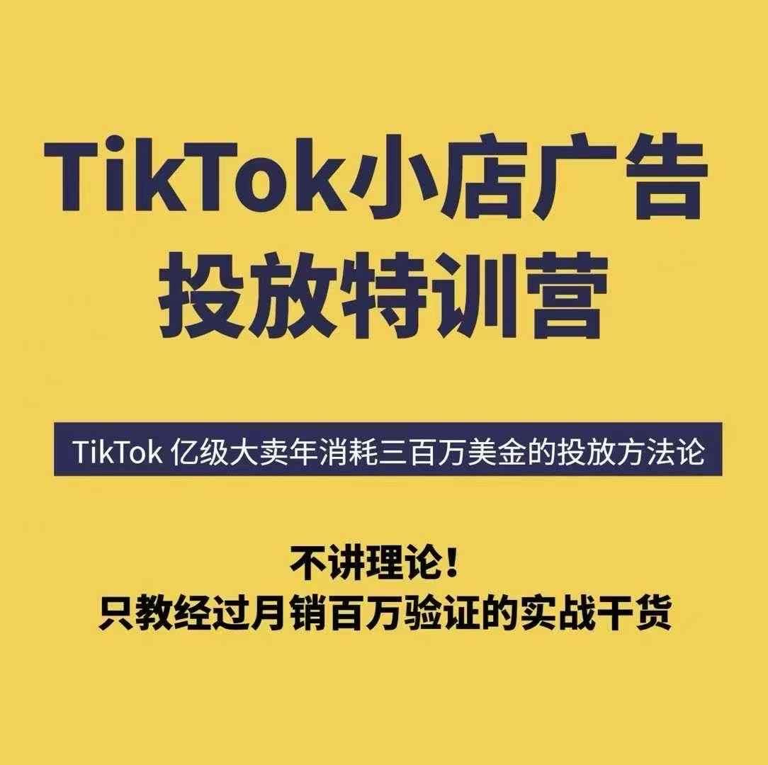 TikTok小店广告投放特训营，6天破局计划专治各种“投不动”，教你经过月销百万验证的实战干货 图1