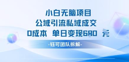 小白无脑项目公域引流私域成交0成本单日变现680米 图1