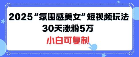 不露脸也能火！2025“氛围感美女”短视频玩法，30天涨粉5W小白可复制 图1