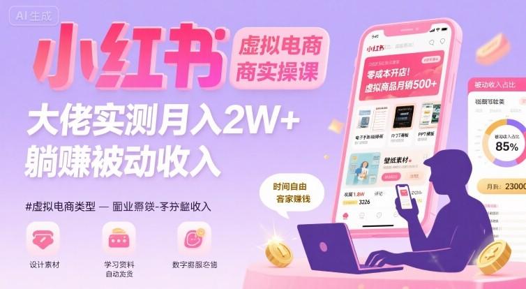 小红书虚拟电商，大佬实测月入2W+，实现被动收入 图1