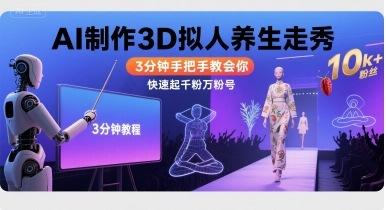 Ai制作3D拟人养生走秀，3分钟手把手教会你，快速起千粉万粉号 图1