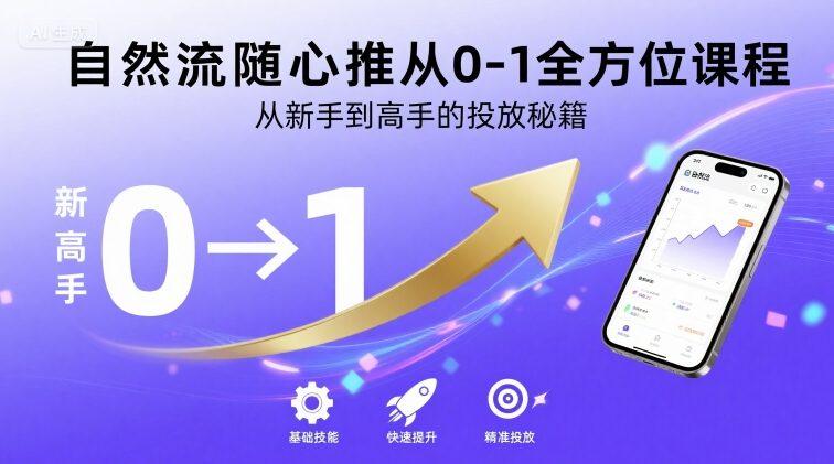 自然流随心推从0-1全方位课程，从新手到高手的投放秘籍 图1