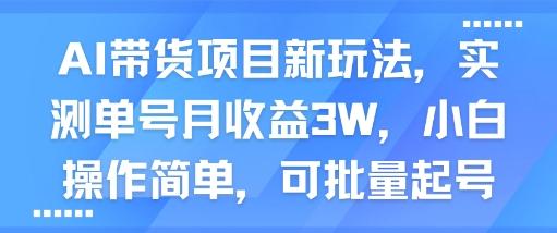 AI带货项目新玩法，实测单号月收益3W，小白操作简单，可批量起号 图1