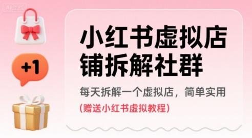 小红书虚拟店铺拆解社群,每天拆解一个虚拟店,简单实用(赠送小红书虚拟教程) 图1