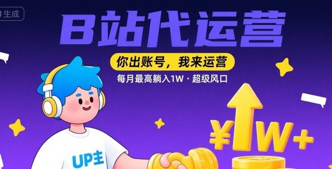 【B站代运营 】你出账号，我来运营，每月最高躺入1W，超级风口【揭秘】 图1